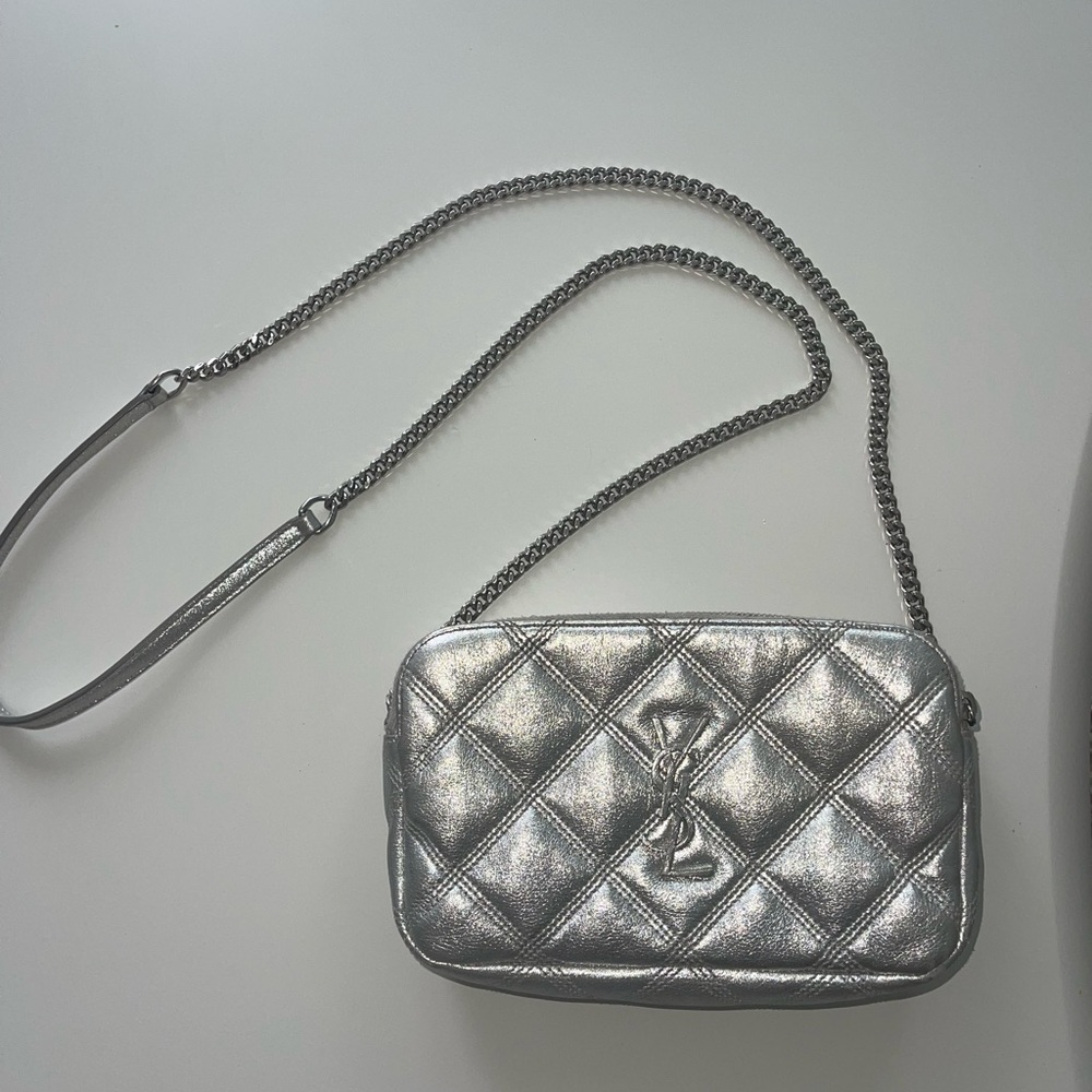 Saint Laurent Silver Mini Becky Bag